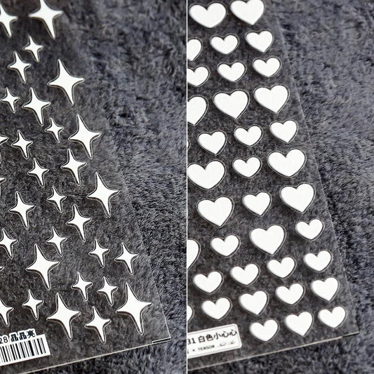 NailMAD Nail Art Stickers Adhesives Love Heart Stars Embossed Sticker Decals - Nail MAD