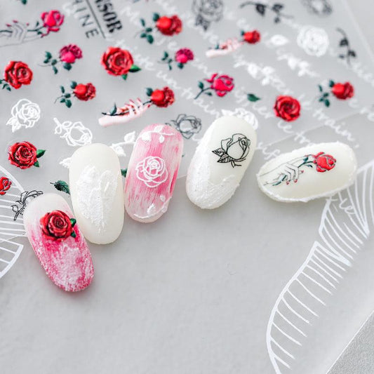 NailMAD Nail Art Stickers Adhesives Red Blue Rose Sticker Decals - Nail MAD