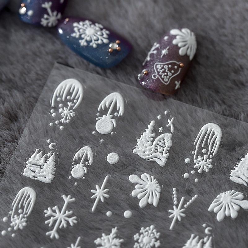 NailMAD Nail Art Stickers Adhesives Snowflake Embossed Sticker Decals - Nail MAD