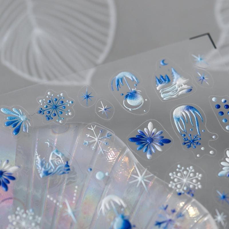 NailMAD Nail Art Stickers Adhesives Snowflake Embossed Sticker Decals - Nail MAD