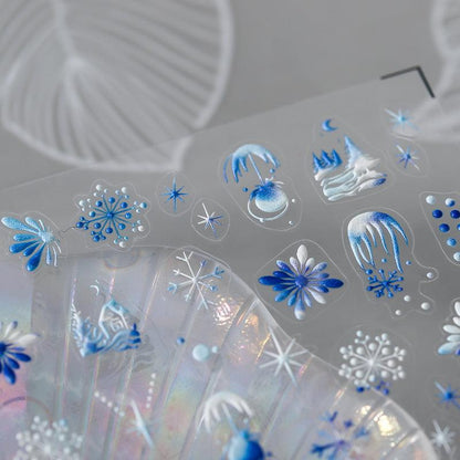 NailMAD Nail Art Stickers Adhesives Snowflake Embossed Sticker Decals - Nail MAD