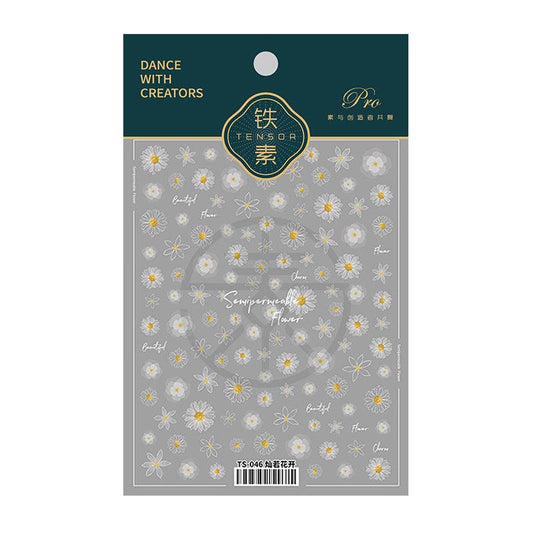 NailMAD Nail Art Stickers Adhesives White Flowers Sticker Decals TS046 - Nail MAD
