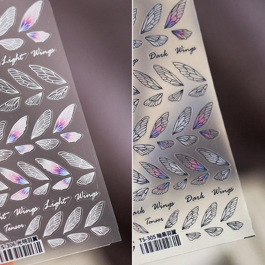 NailMAD Nail Art Stickers Adhesives Wings Embossed Sticker Decals TS306 - Nail MAD