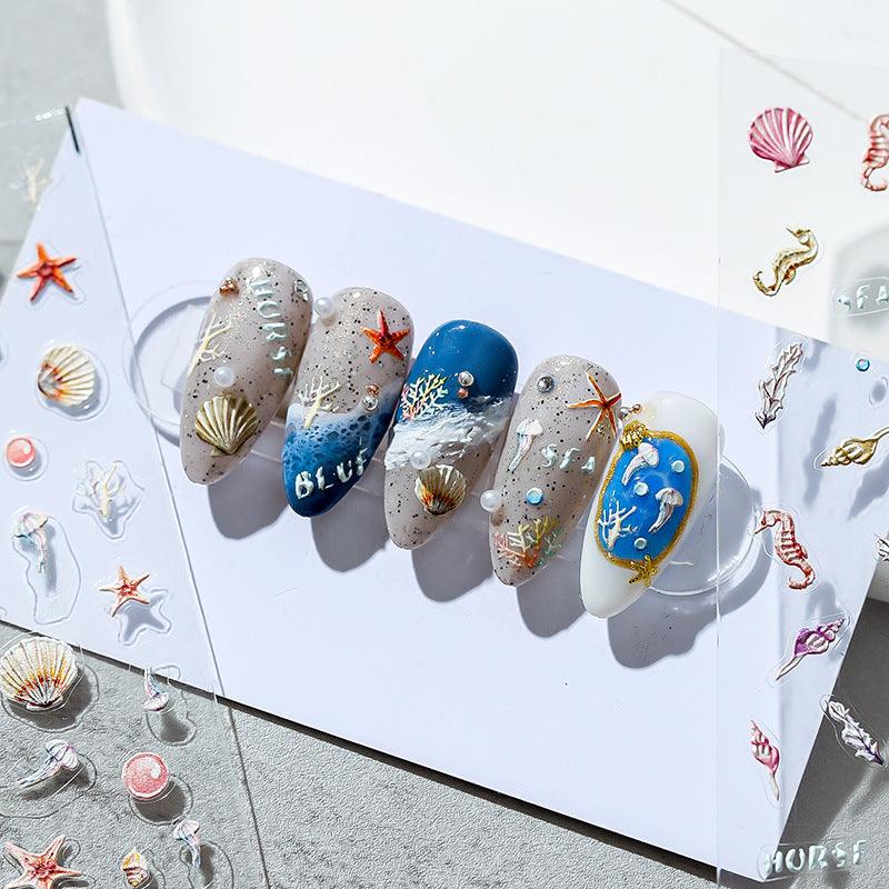 NailMAD Summer Beach 5D Embossed Nail Art Stickers Marine Sea Life Starfish Sticker Decals TS1289 - Nail MAD