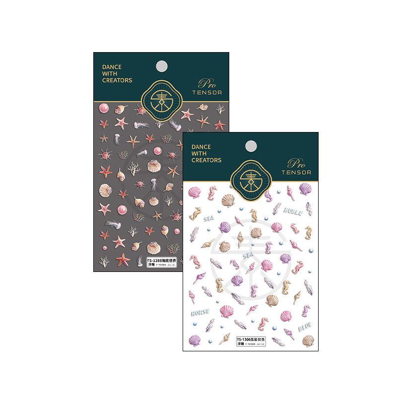 NailMAD Summer Beach 5D Embossed Nail Art Stickers Marine Sea Life Starfish Sticker Decals TS1289 - Nail MAD