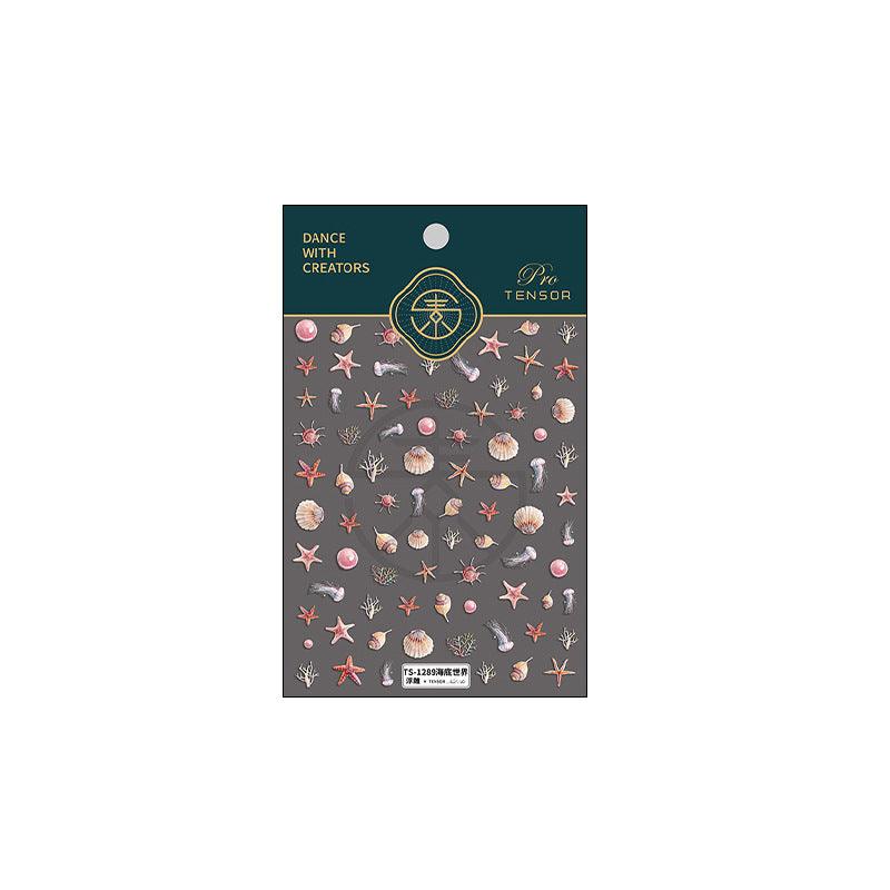 NailMAD Summer Beach 5D Embossed Nail Art Stickers Marine Sea Life Starfish Sticker Decals TS1289 - Nail MAD