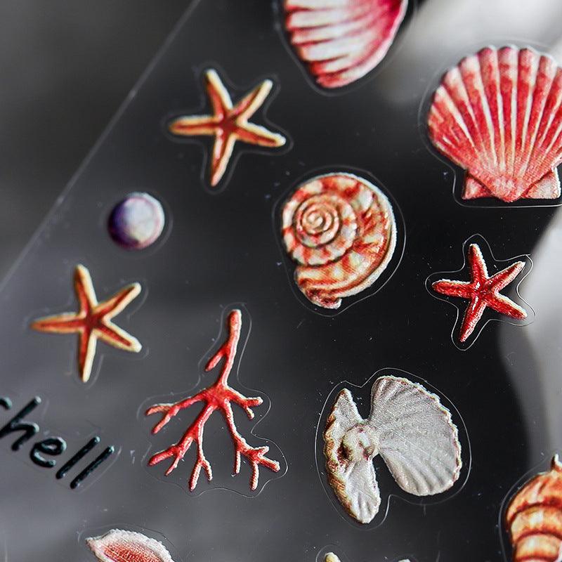 NailMAD Summer Sea Life Nail Art Stickers 5D Embossed Starfish Shell Sticker Decals TS667 - Nail MAD