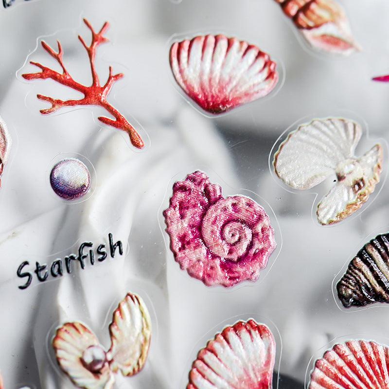 NailMAD Summer Sea Life Nail Art Stickers 5D Embossed Starfish Shell Sticker Decals TS667 - Nail MAD