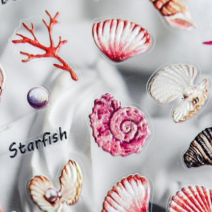 NailMAD Summer Sea Life Nail Art Stickers 5D Embossed Starfish Shell Sticker Decals TS667 - Nail MAD