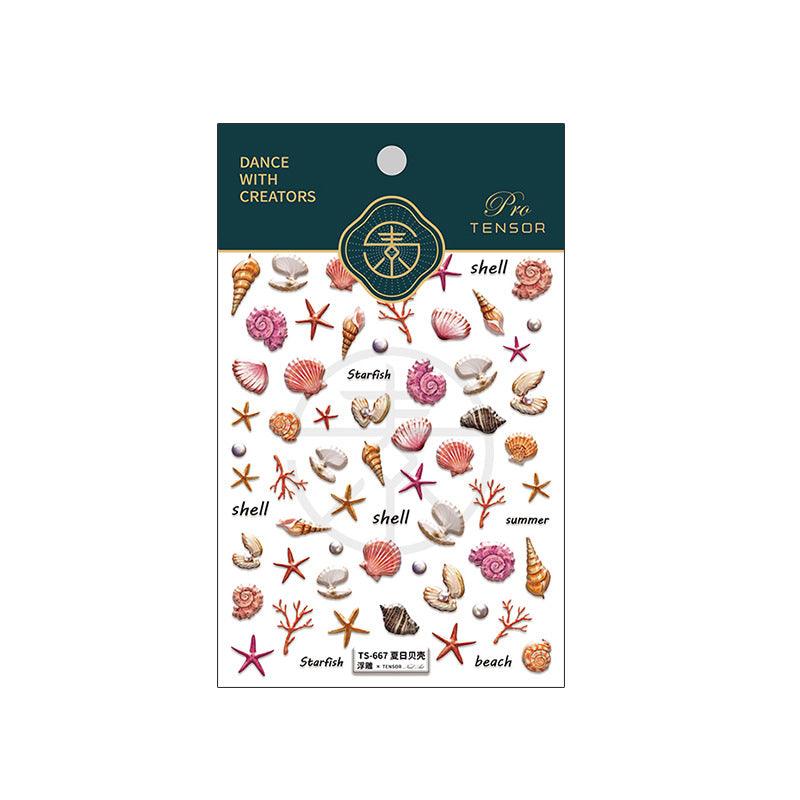 NailMAD Summer Sea Life Nail Art Stickers 5D Embossed Starfish Shell Sticker Decals TS667 - Nail MAD
