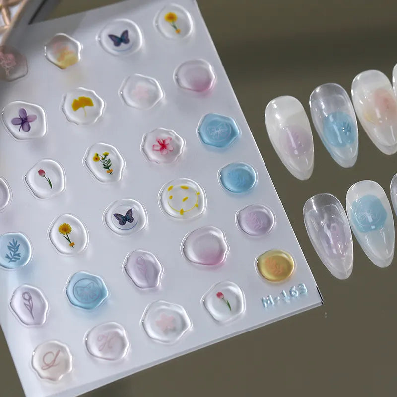 Nail Art Stickers Adhesive Dried Flower Sticker Decals 