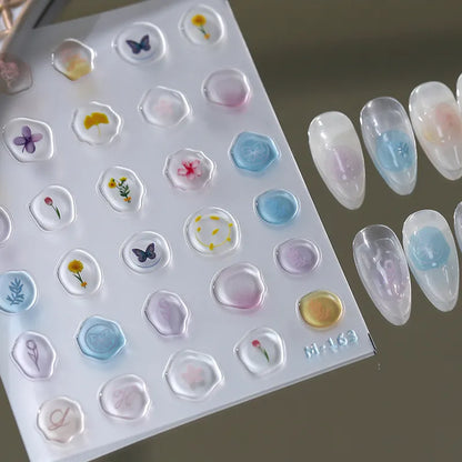 Nail Art Stickers Adhesive Dried Flower Sticker Decals 