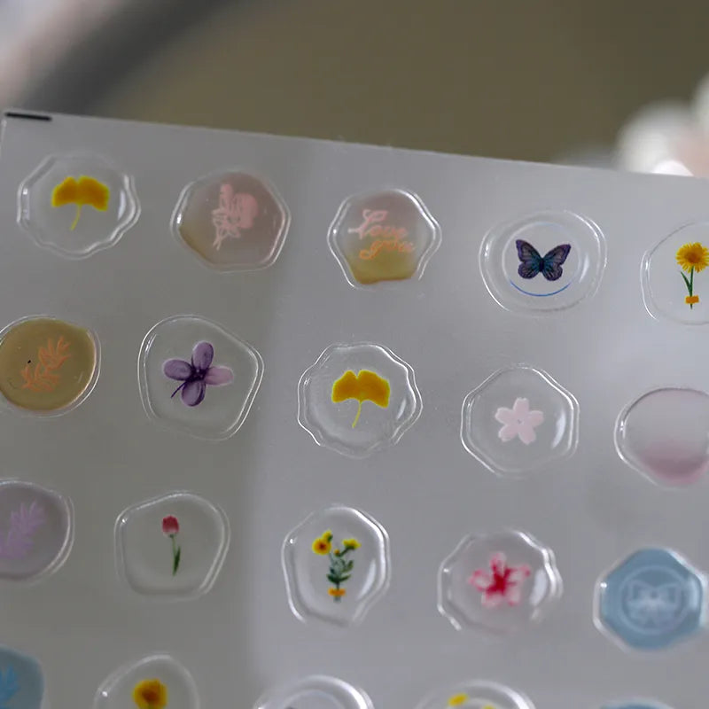 Nail Art Stickers Adhesive Dried Flower Sticker Decals 
