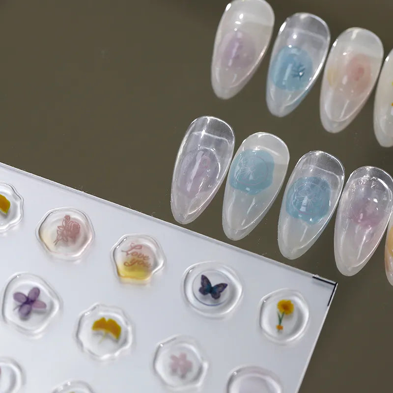 Nail Art Stickers Adhesive Dried Flower Sticker Decals 