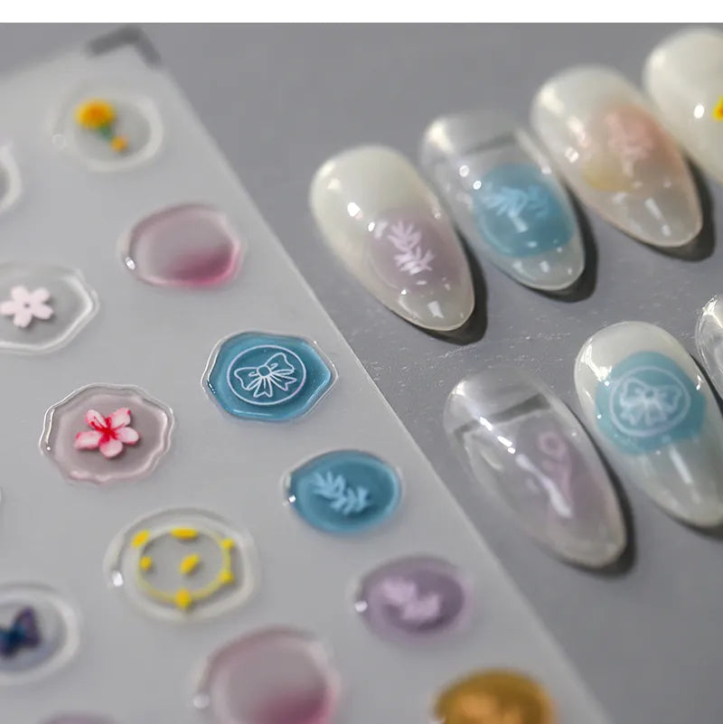 Nail Art Stickers Adhesive Dried Flower Sticker Decals 