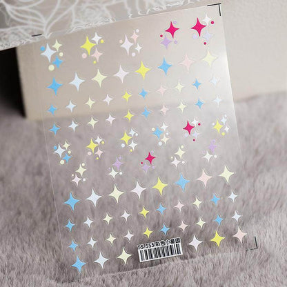Nail Art Stickers Adhesive Embossed Cross Star Sticker Decals TS554 - Nail MAD