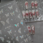 Nail Art Stickers Adhesive Embossed Shell Color Butterfly Wings Sticker Decals TL031