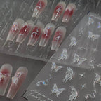 Nail Art Stickers Adhesive Embossed Shell Color Butterfly Wings Sticker Decals TL031