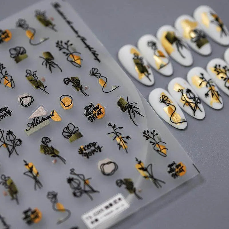 Nail Art Stickers Adhesive Slider Abstract Flower Leaf Branch Sticker Decals TS3204
