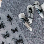 Nail Art Stickers Adhesive Slider Black Butterfly Rose Sticker Decals TS2017