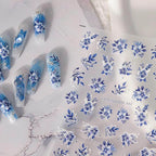 Nail Art Stickers Adhesive Slider Blue Flower Leaf Sticker Decals 