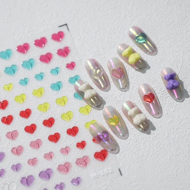 Nail Art Stickers Adhesive Slider Candy Colors Love Heart Jelly Sticker Decals M152