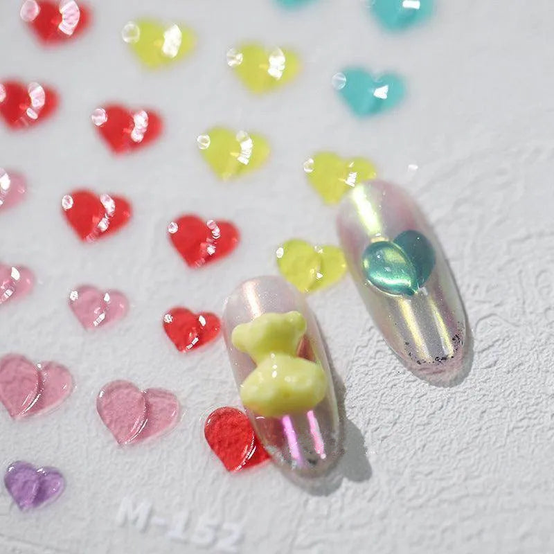 Nail Art Stickers Adhesive Slider Candy Colors Love Heart Jelly Sticker Decals M152