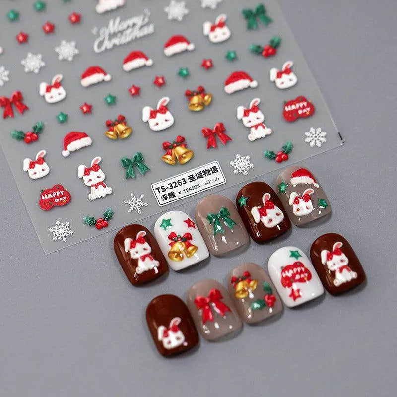 Nail Art Stickers Adhesive Slider Christmas Theme Sticker Decals TS3262