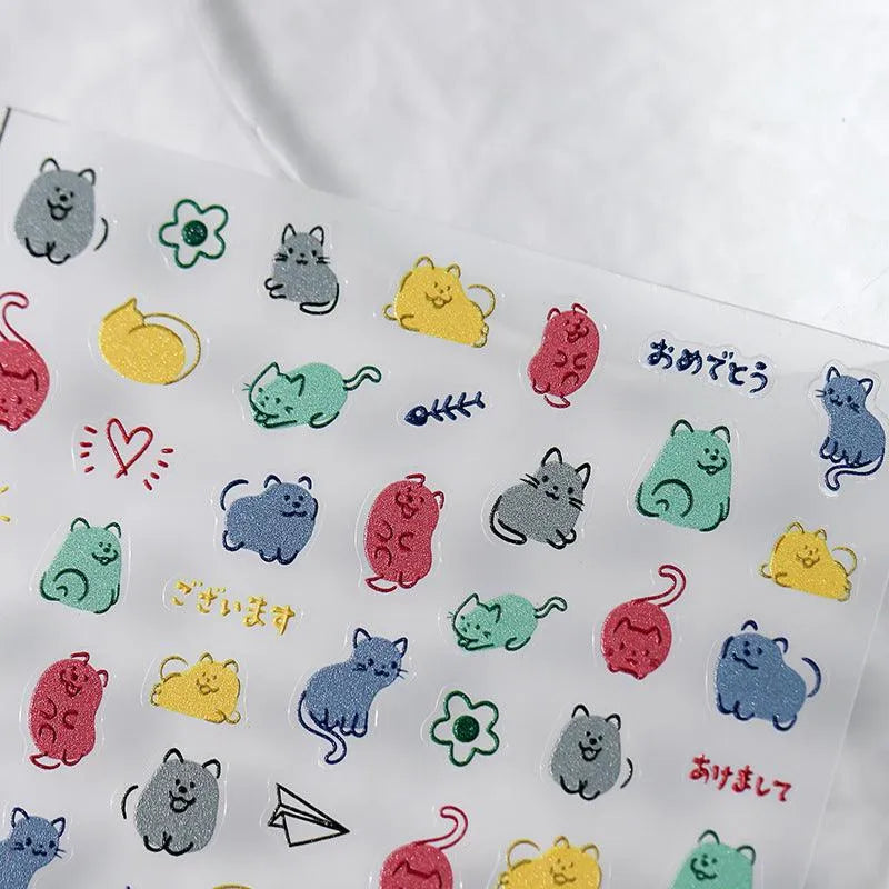 Nail Art Stickers Adhesive Slider Cute Cat Sticker Decals 