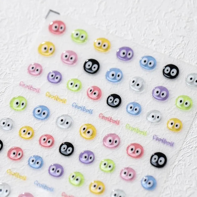 Nail Art Stickers Adhesive Slider Cute Eyes Jelly Sticker Decals M190
