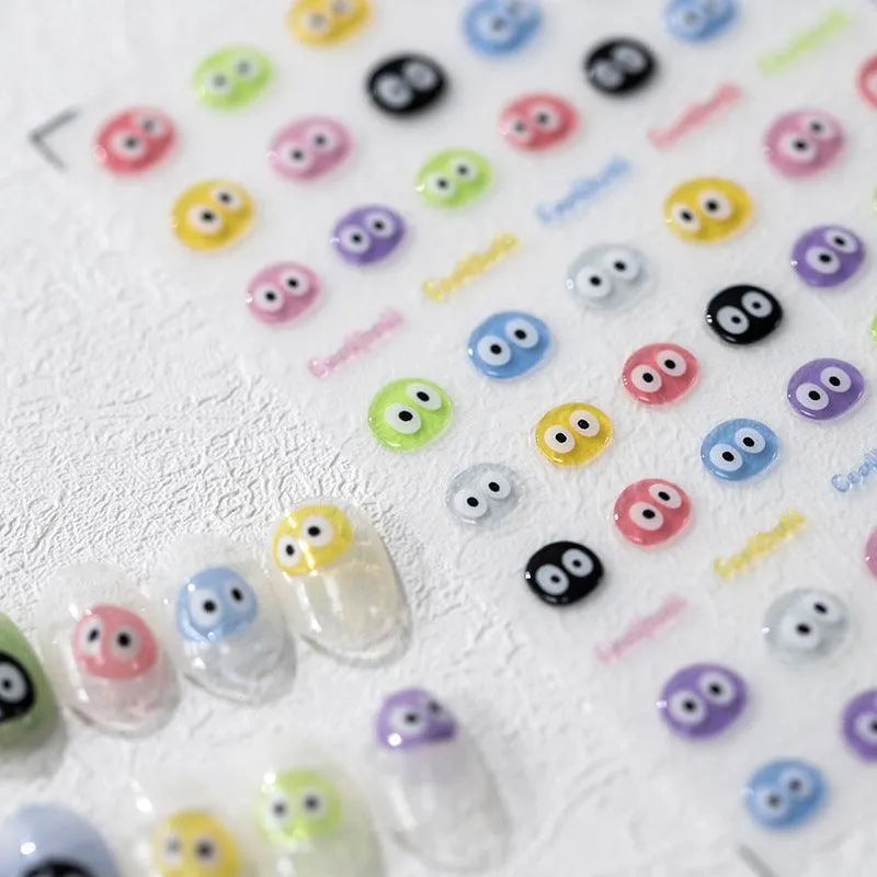 Nail Art Stickers Adhesive Slider Cute Eyes Jelly Sticker Decals M190