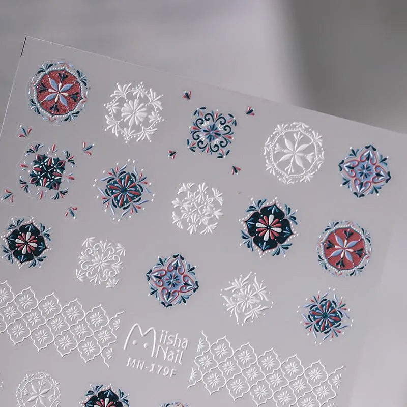 Nail Art Stickers Adhesive Slider Embossed Bohemia Style Sticker Decals 