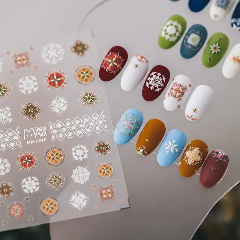 Nail Art Stickers Adhesive Slider Embossed Bohemia Style Sticker Decals 