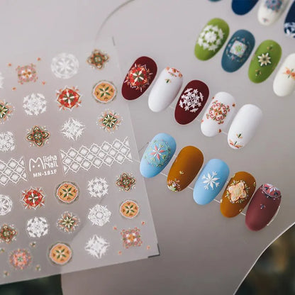 Nail Art Stickers Adhesive Slider Embossed Bohemia Style Sticker Decals 