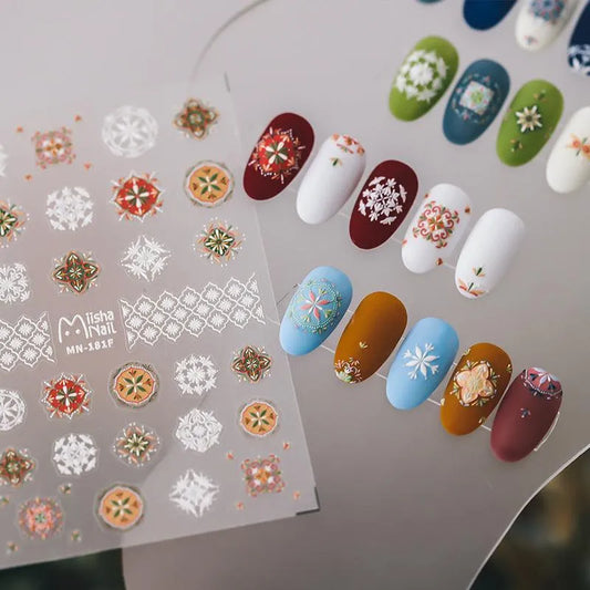 Nail Art Stickers Adhesive Slider Embossed Bohemia Style Sticker Decals 
