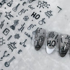Nail Art Stickers Adhesive Slider Embossed Chemistry Symbol Sticker Decals KX294