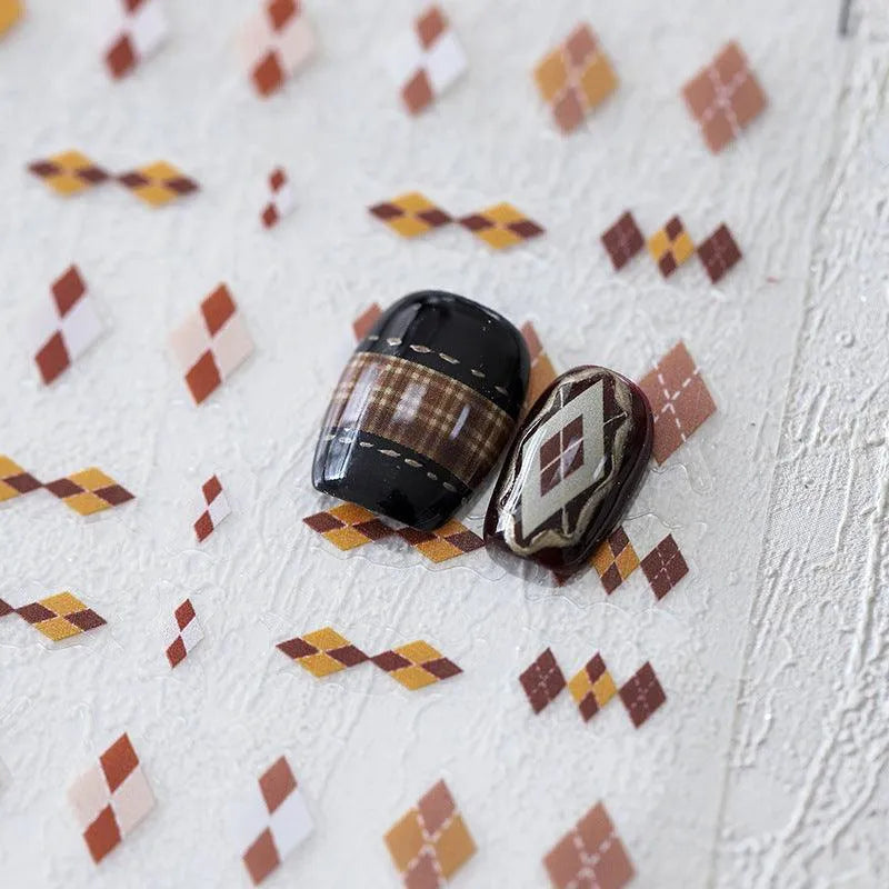 Nail Art Stickers Adhesive Slider Embossed Grid Sticker Decals 