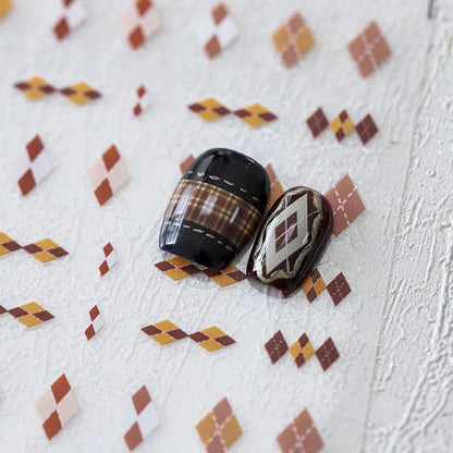 Nail Art Stickers Adhesive Slider Embossed Grid Sticker Decals 