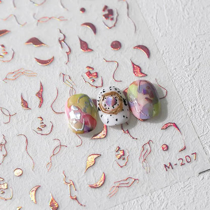 Nail Art Stickers Adhesive Slider Embossed Laser Lines Sticker Decals 