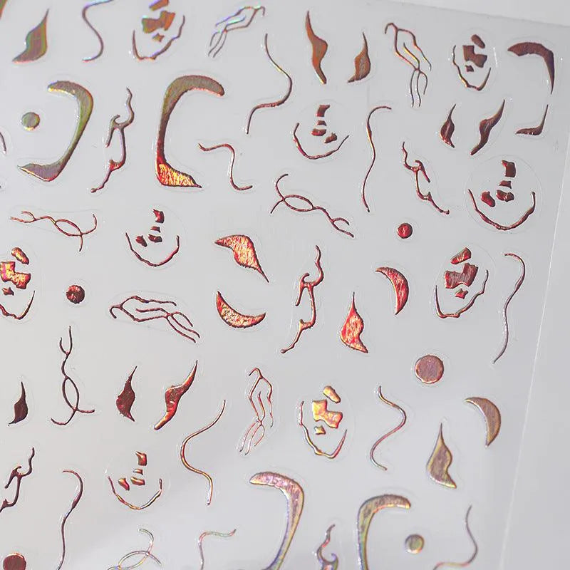 Nail Art Stickers Adhesive Slider Embossed Laser Lines Sticker Decals 