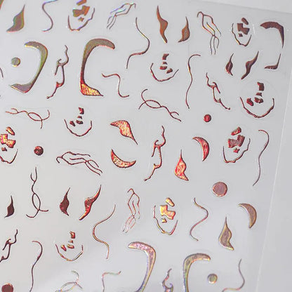 Nail Art Stickers Adhesive Slider Embossed Laser Lines Sticker Decals 