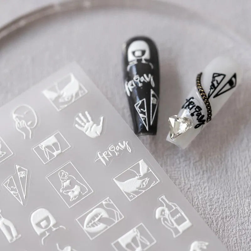 Nail Art Stickers Adhesive Slider Embossed Sexy Lady Design Sticker Decals 