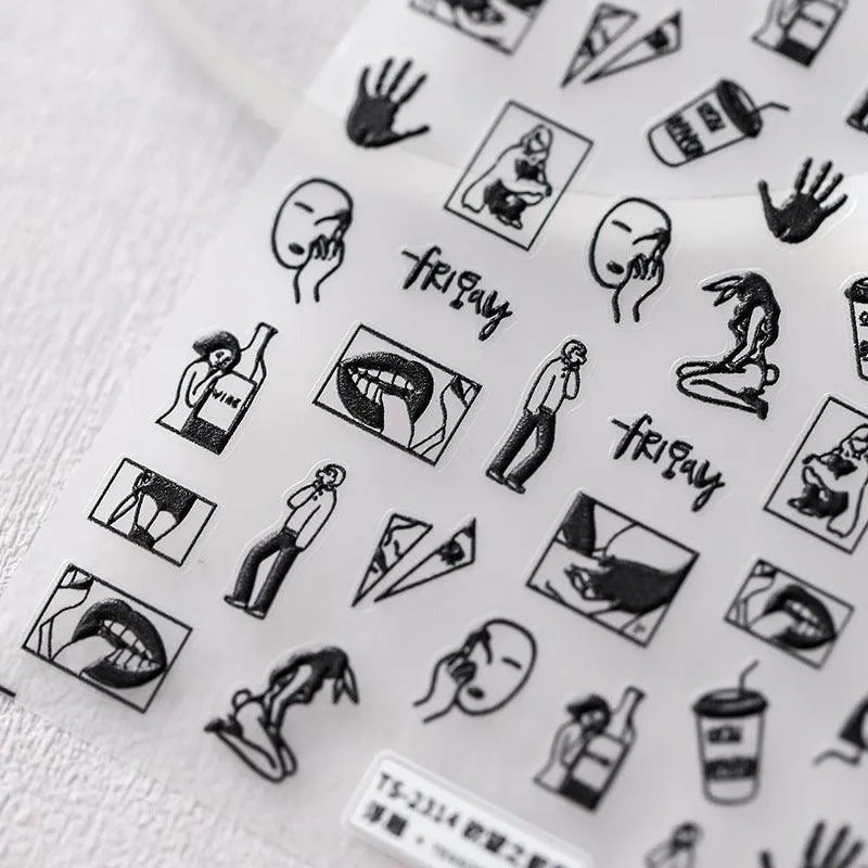 Nail Art Stickers Adhesive Slider Embossed Sexy Lady Design Sticker Decals 