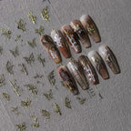 Nail Art Stickers Adhesive Slider Embossed Vintage Butterfly with Beads Sticker Decals TL113