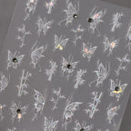 Nail Art Stickers Adhesive Slider Embossed Vintage Butterfly with Beads Sticker Decals TL113