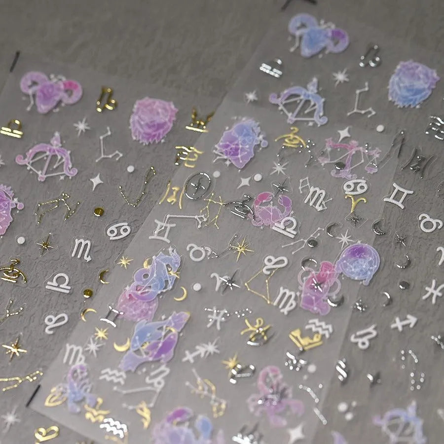Nail Art Stickers Adhesive Slider Embossed Zodiac Aries Nail Sticker Decals DIY Nail Supplies M273