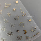 Nail Art Stickers Adhesive Slider Gold Silver Moon Shape Metal Sticker Decals 