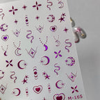 Nail Art Stickers Adhesive Slider Gold Silver Moon Snake Shape Metal Sticker Decals M165
