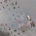 Nail Art Stickers Adhesive Slider Gold Silver Moon Snake Shape Metal Sticker Decals M165