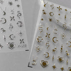 Nail Art Stickers Adhesive Slider Gold Silver Moon Snake Shape Metal Sticker Decals M165